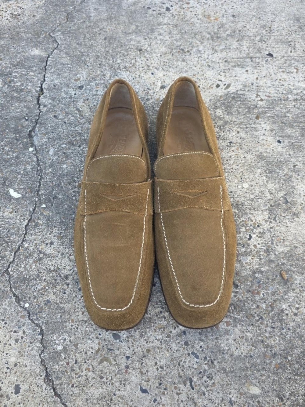 Vintage Salvatore Ferragamo Suede Loafers Mafe in Italy Size 10 - Picture 2 of 8